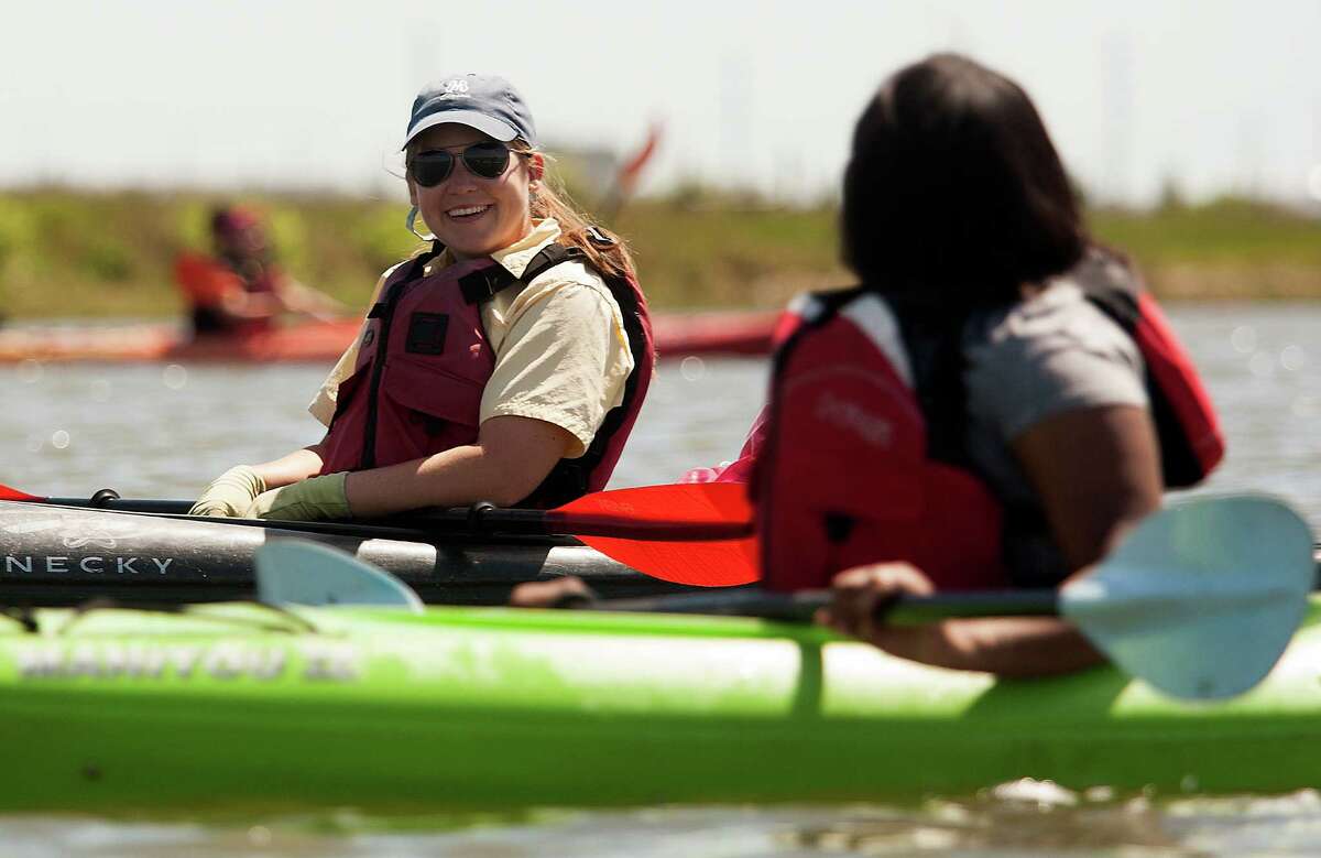 Kayak tour introduces teenagers to Galveston marshes