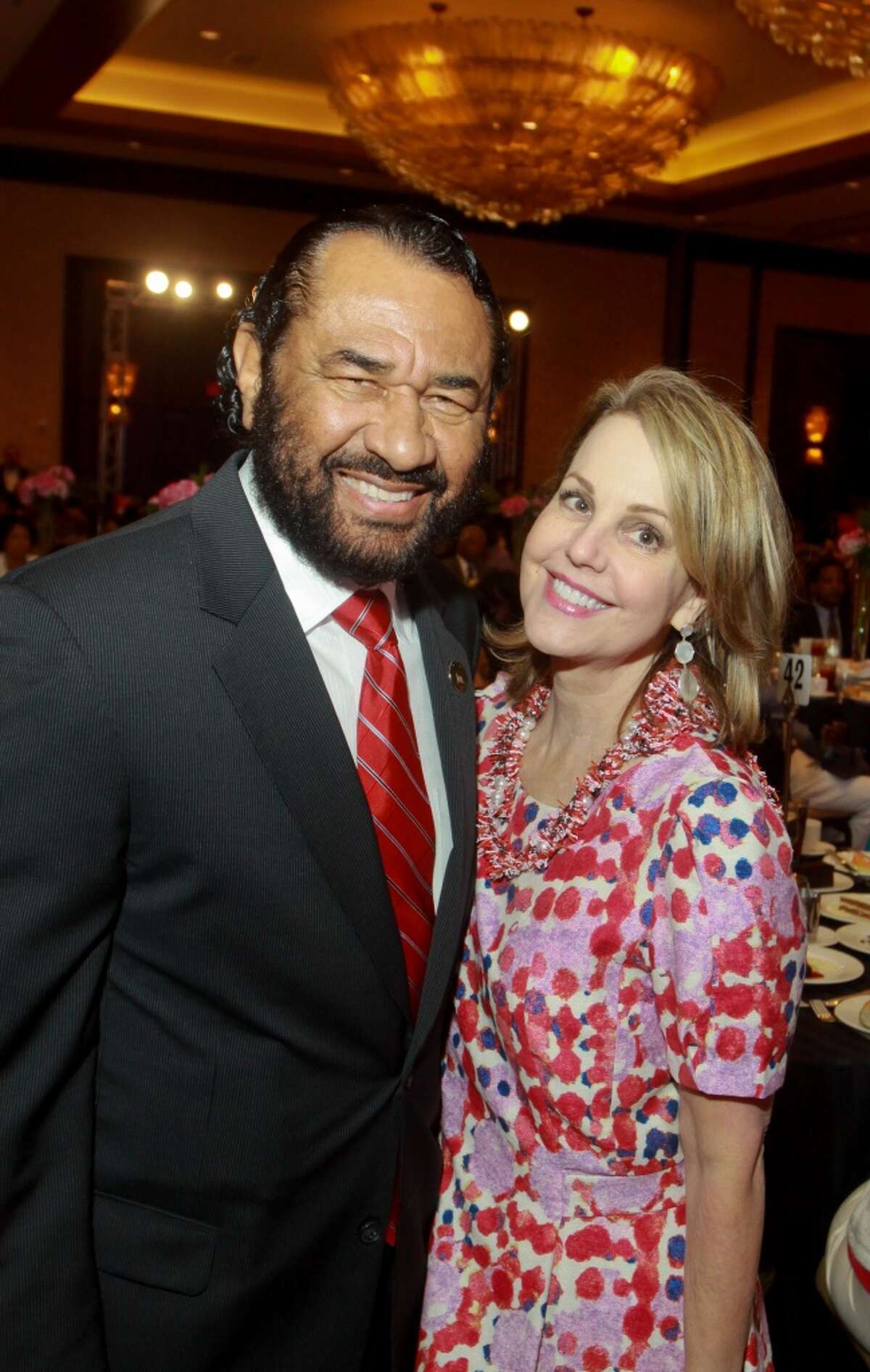 Carrin Patman, shown here in 2013 with Congressman Al Green, D-Houston, became Metro's first chairwoman in April.