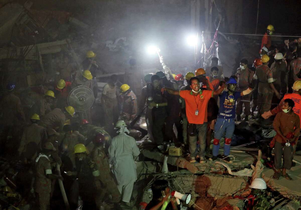 Rescue crews search for survivors of last week's building collapse, which killed at least 377 people. 