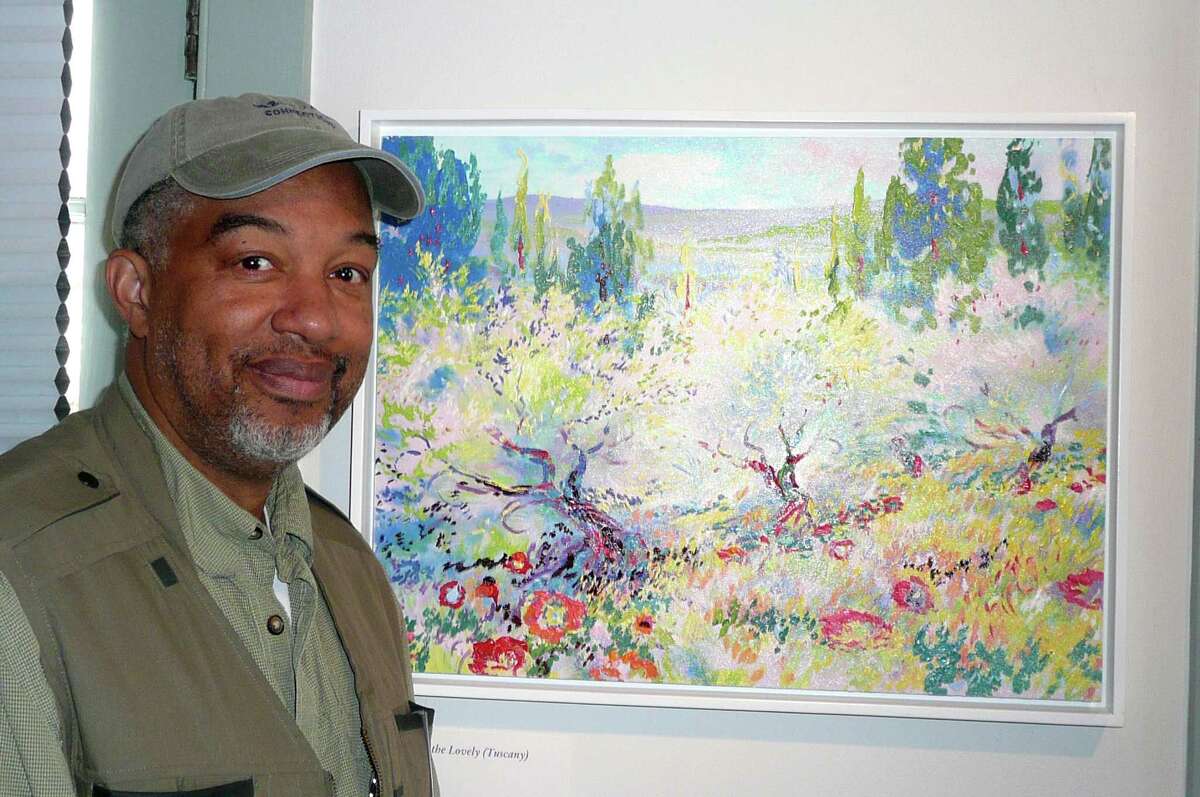 Artist/Art Instructor Dmitri Wright, of Greenwich, is holding a one man show, "Impressions of Light," at the Weir Farm National Historic Site, in Wilton. Among the works on display is Wright's Impressionist look at olive trees, "Splendors of the Lovely," which he painted while in Tuscany.