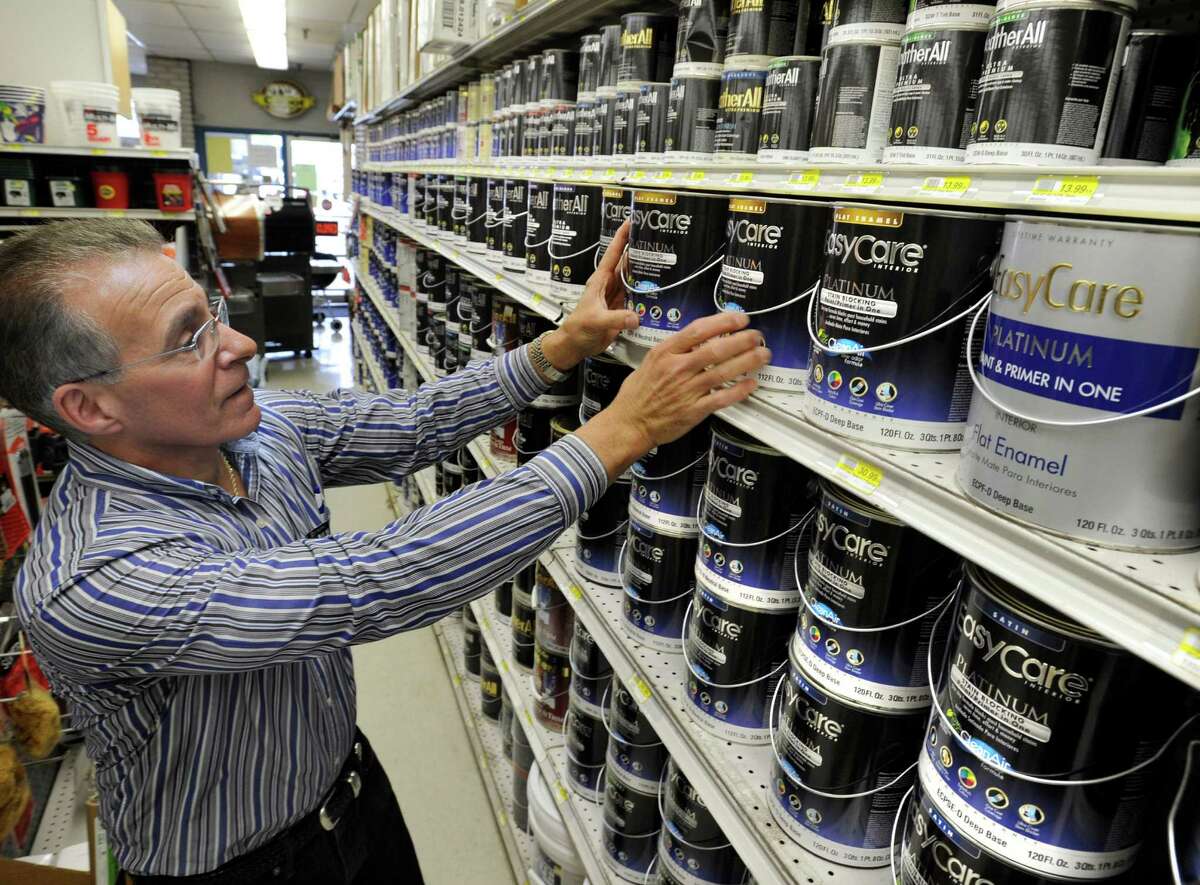 Jack Deep, owner and manager of Deep's Hardware on North Street in Danbury, Conn., is photographed in the paint area of his store Monday, April 29, 2013.