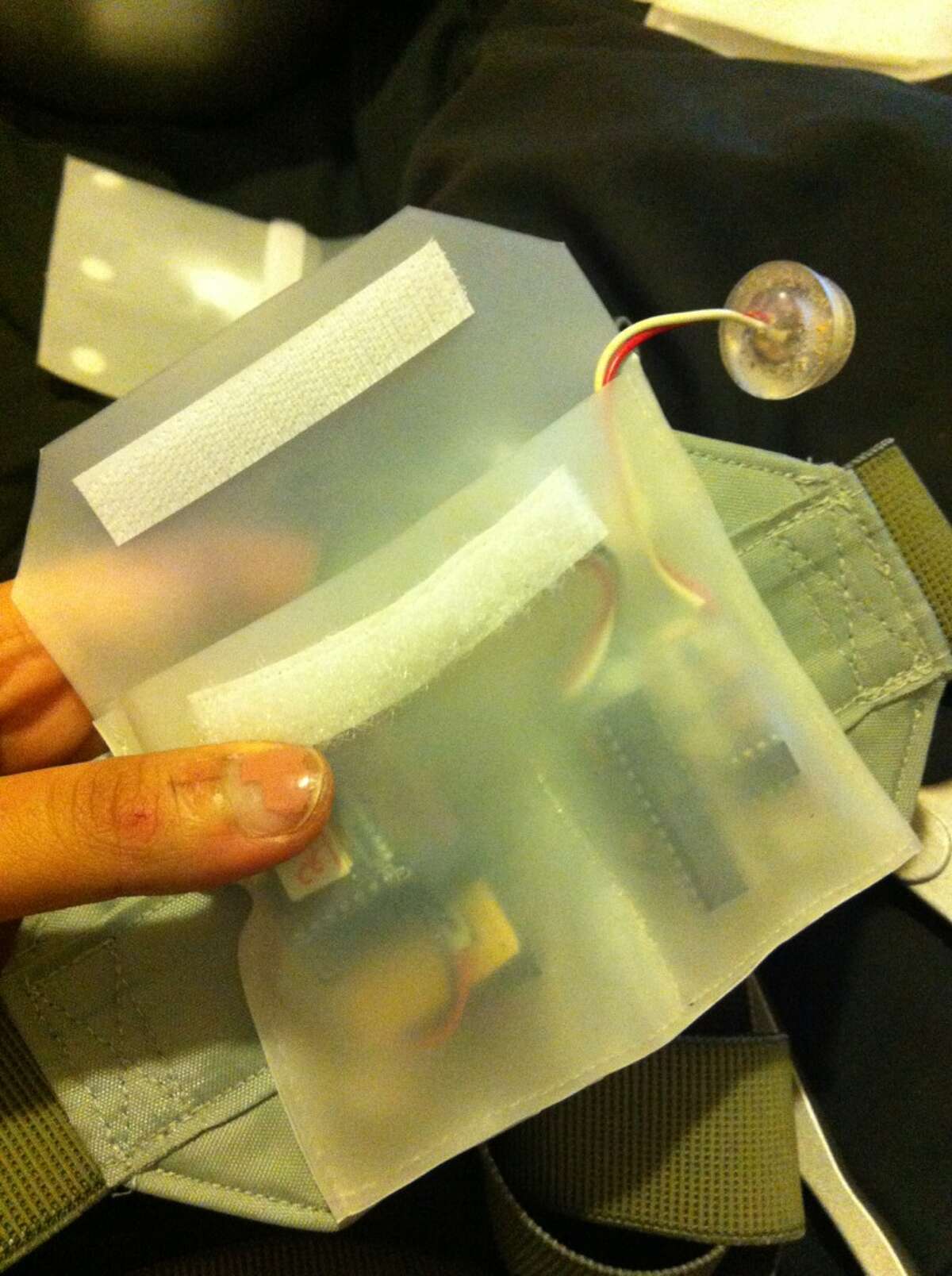 An arm band sensor that will be worn by a dance in "[radical] signs of life" (Courtesy Heidi Boisvert)