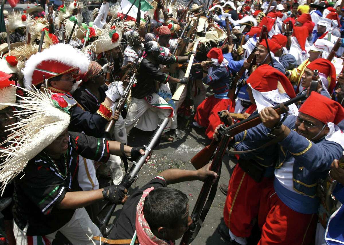 A re-enactment of the Battle of Puebla is presented during Cinco de Mayo celebrations in Mexico City last year.