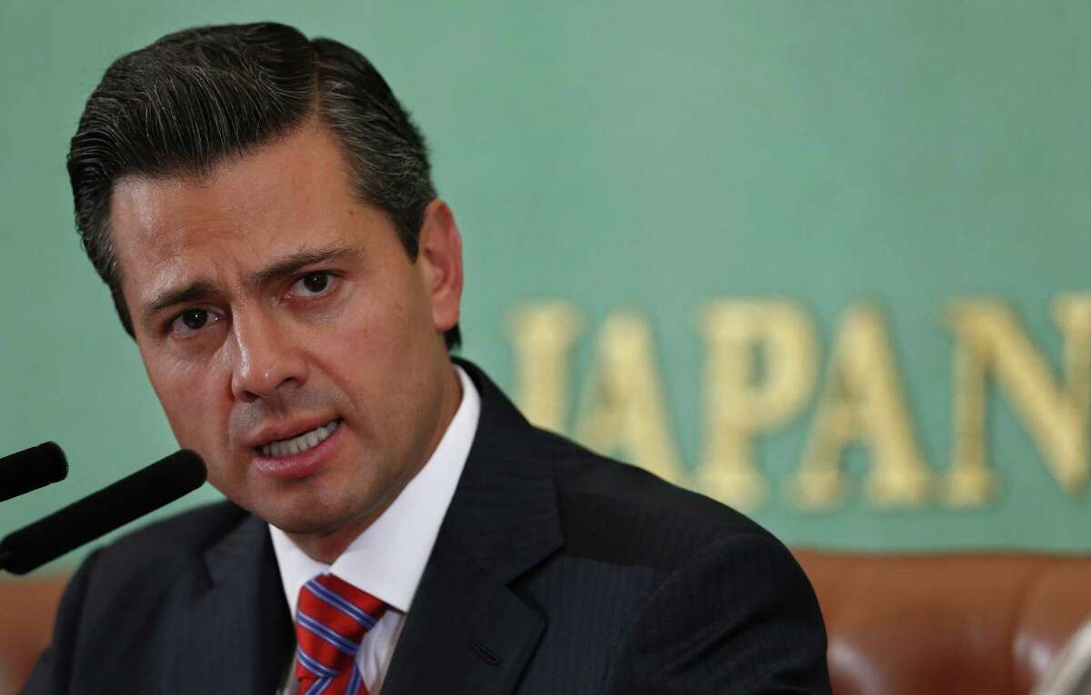 Mexico's President Enrique Pena Nieto during a press conference in Japan Wednesday during a four-day official visit.