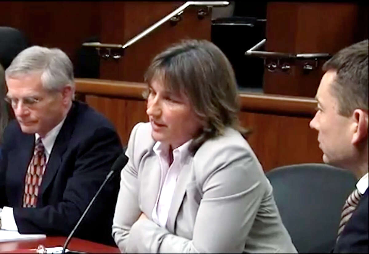 Karen Moreau, executive director of the NYS Petroleum Council, speaks during an Assembly Hearing on fracking regulations, Jan. 10, 2012. (Youtube)