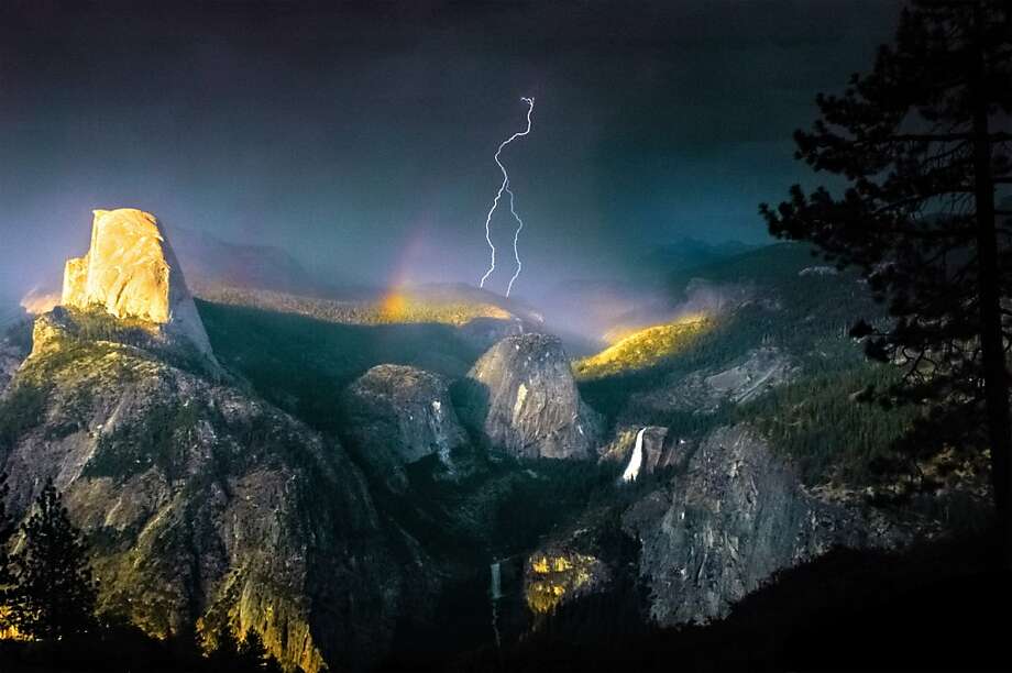 Riding Out Storms In The Great Outdoors Sfgate A Dramatic Display Of Lightning Illuminates The Sky At Yosemite National Park Peak Time