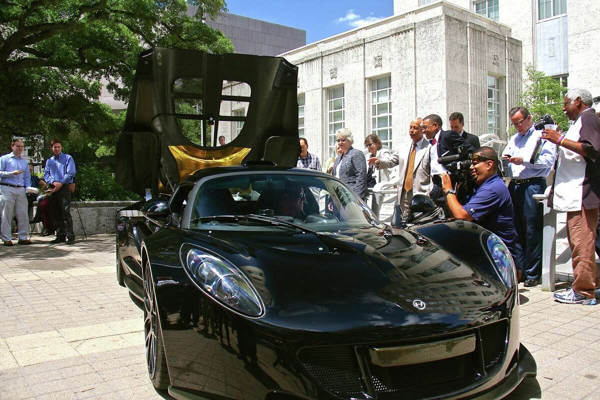The Hennessey Venom GT, one of the fastest cars in the world, was on display this afternoon in the front of Houston City Hall.