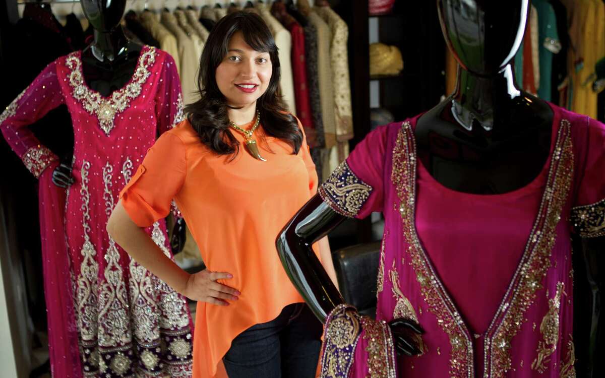 Sameera Faridi, director and designer of Poshak Fashion & Style, poses for a portrait in her newly-opened design studio Thursday, May 2, 2013, in Houston. ( Brett Coomer / Houston Chronicle )