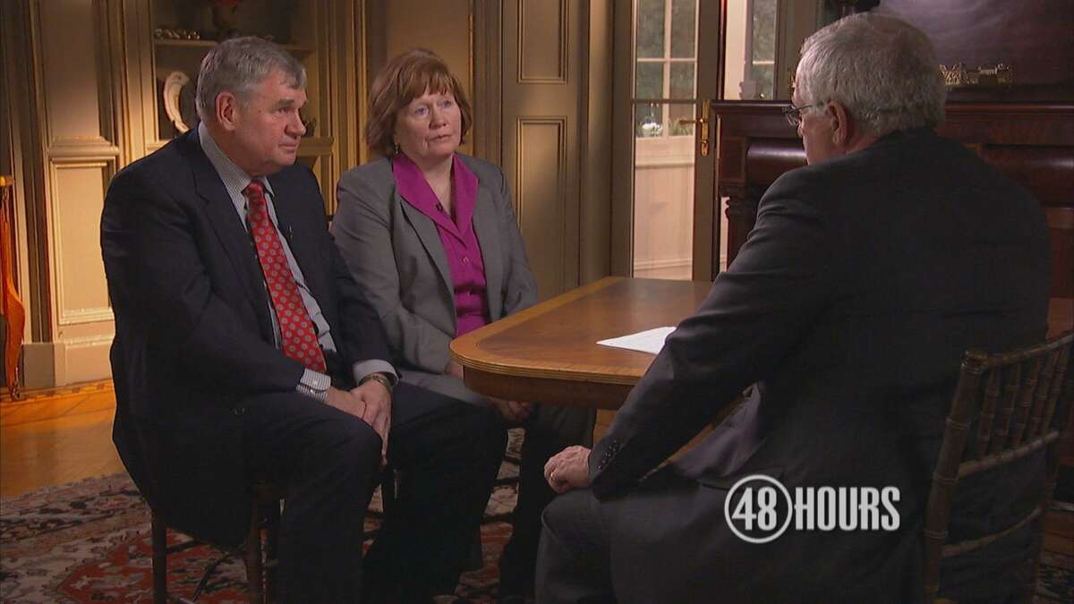 CBS News Senior Correspondent John Miller speaks with the parents of George Allen Smith IV during an episode of 48 Hours: Murder at Sea? which will air 10 p.m. Saturday on CBS. Smith, of Greenwich, disappeared from a cruise ship while on his honeymoon nearly eight years ago. A lawyer for the family says the show will reveal new evidence in the unsolved case.