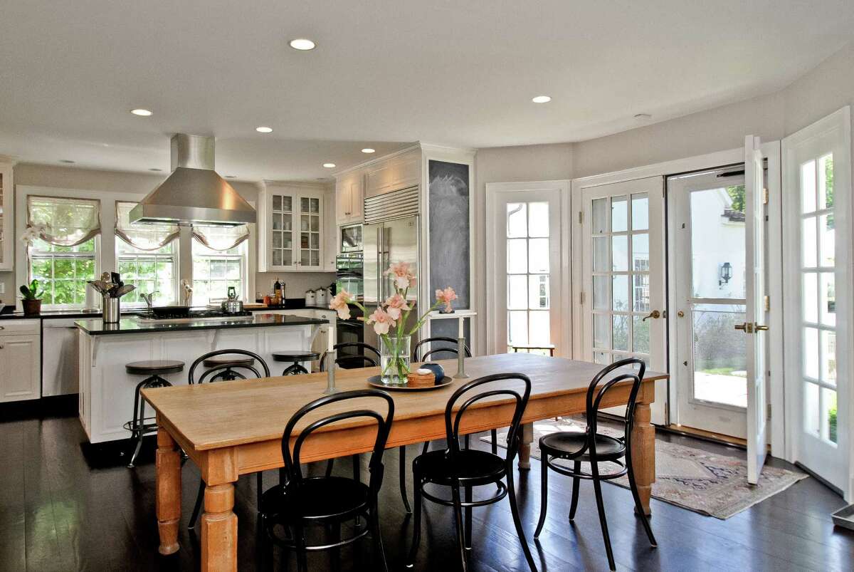 The kitchen and breakfast area in the house at 494 Hill Farm Road.
