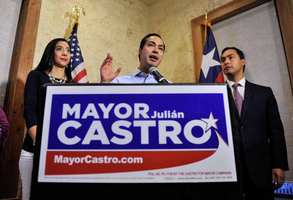 San Antonio mayor Julían Castro  speaks to supporters  after he won re-election. A reader expresses dissapointment over the low turnout of voters for the election.