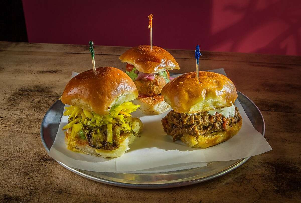 The Vada Pav, Chowpatty Chicken Pav and the Holy Cow Pav at Juhu Beach Club in Oakland, Calif., are seen on Wednesday, May 8th, 2012.