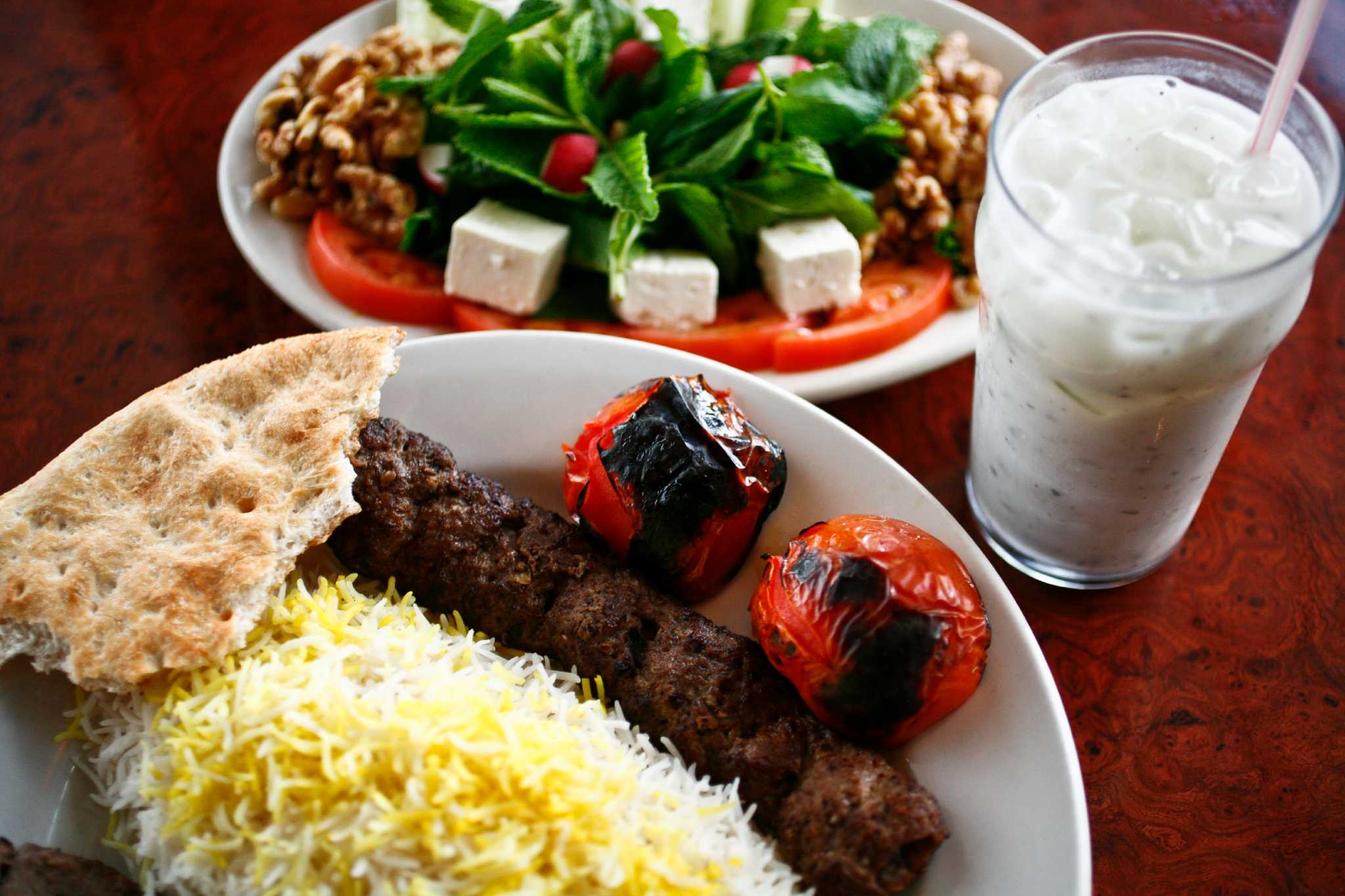 Top 100 Restaurant Database Houstonchronicle Houston Chronicle The Sultani A Skewer Of Beef Kubideh And Barg Along With