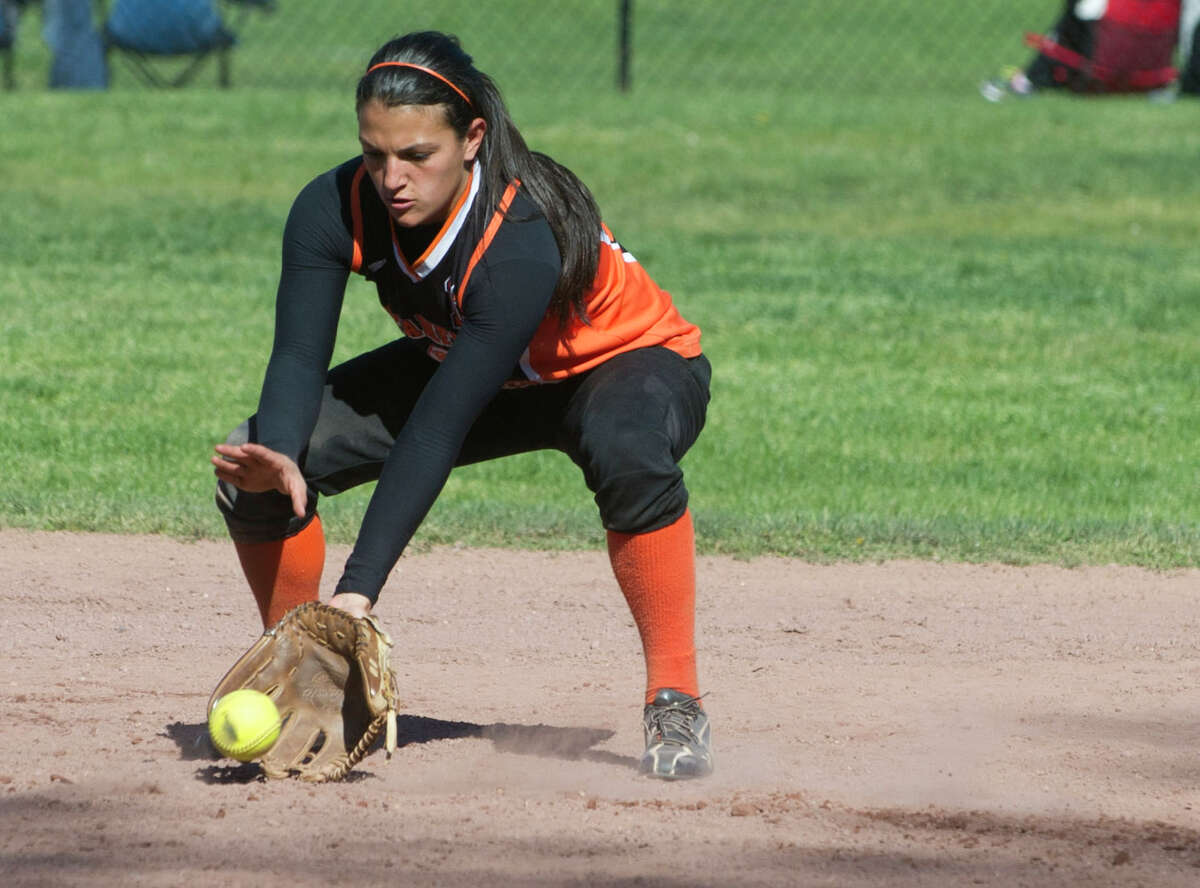 Stamford's Krista Robustelli fields a ball. Robustelli leads the Black Knights into Monday's FCIAC quarterfinals.