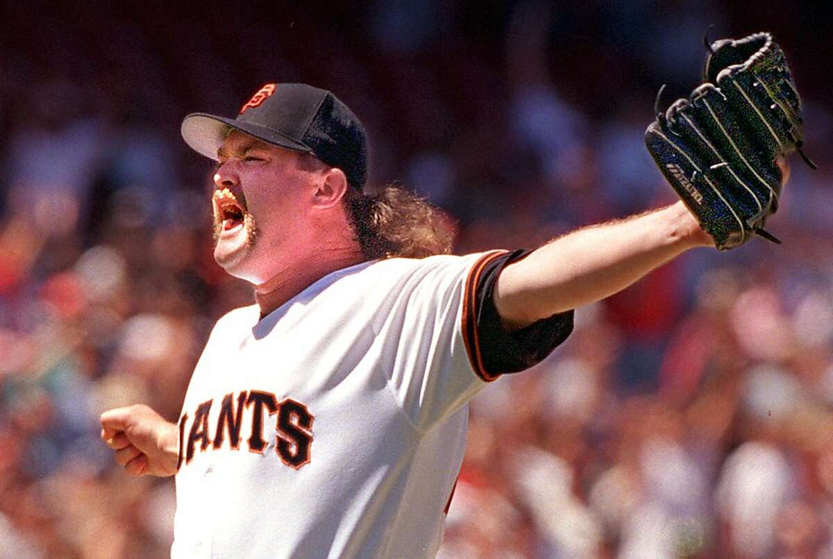 GAINTS BECK/17JUN97/SP/FRL: Ace Giants closer Rod Beck strikes out the side for the second save of the two games series against the Seattle Mariners at 3Com. Beck leads the National League with 23 saves. Chronicle photo by Frederic Larson. Ran on: 06-25-2007 Rod Beck exulted after nailing down one of his 37 saves for the NL West champion Giants in 1997. Ran on: 06-25-2007 Rod Beck exulted after nailing down one of his 37 saves for the NL West champion Giants in 1997.