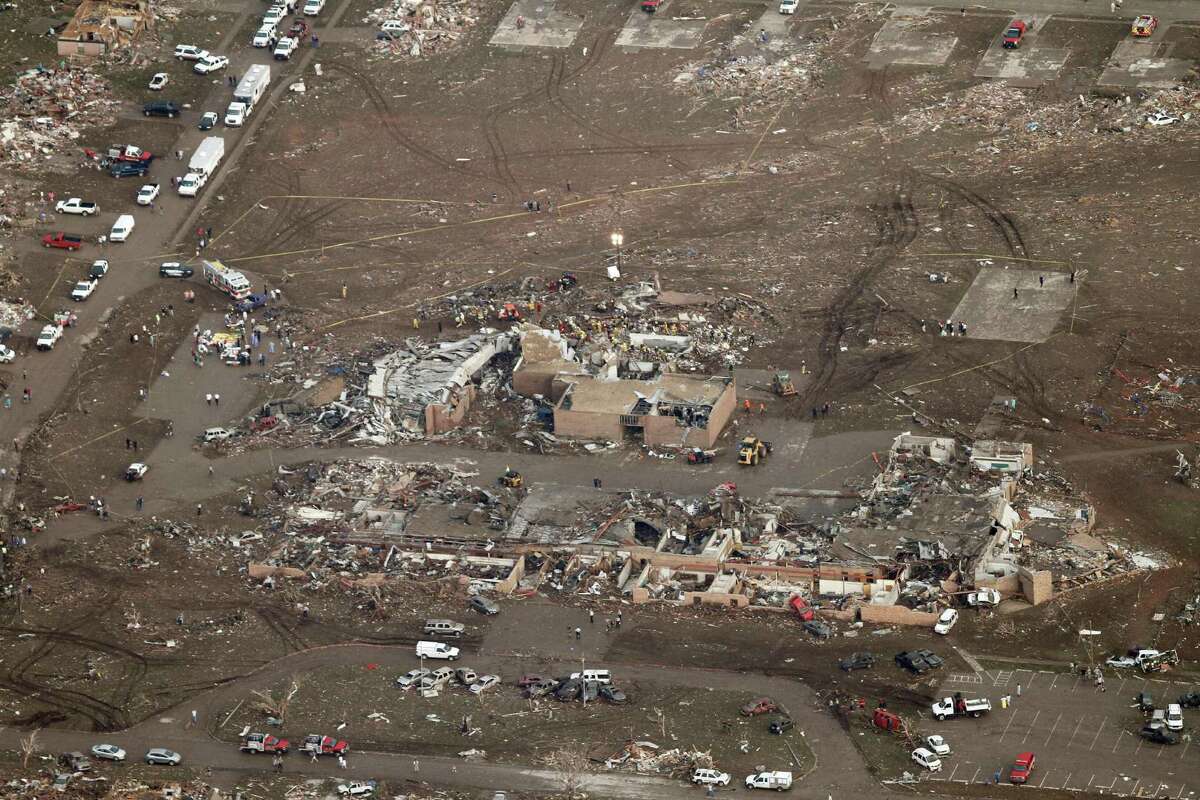 Aerial views of tornado devastation in Oklahoma