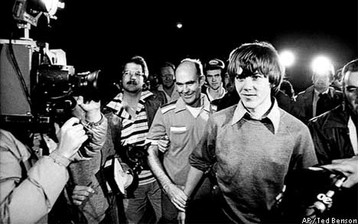 Steven Stayner, right foreground was reunited with his family following a seven-year kidnap ordeal in California that began in 1972.