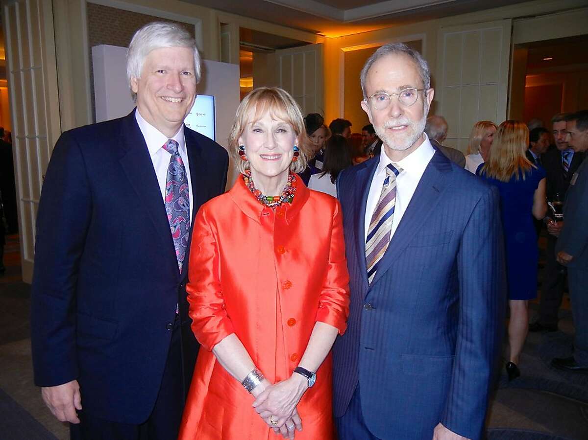 Inspired Science co-chairs Doug and Mary Scrivner (left) with Gladstone Institute President, Dr. Sandy Williams at the Four Seasons Hotel. May 2013. By Catherine Bigelow.