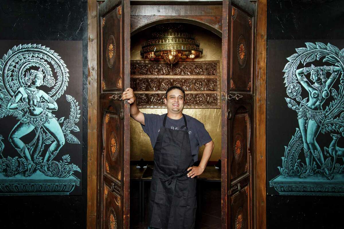 Chef and owner Rikesh Patel at his restaurant Ambrosia which features an Asian fusion cuisines merging Japanese, Thai, Vietnamese and Chinese flavors, Thursday, May 23, 2013, in Houston. ( Michael Paulsen / Houston Chronicle )