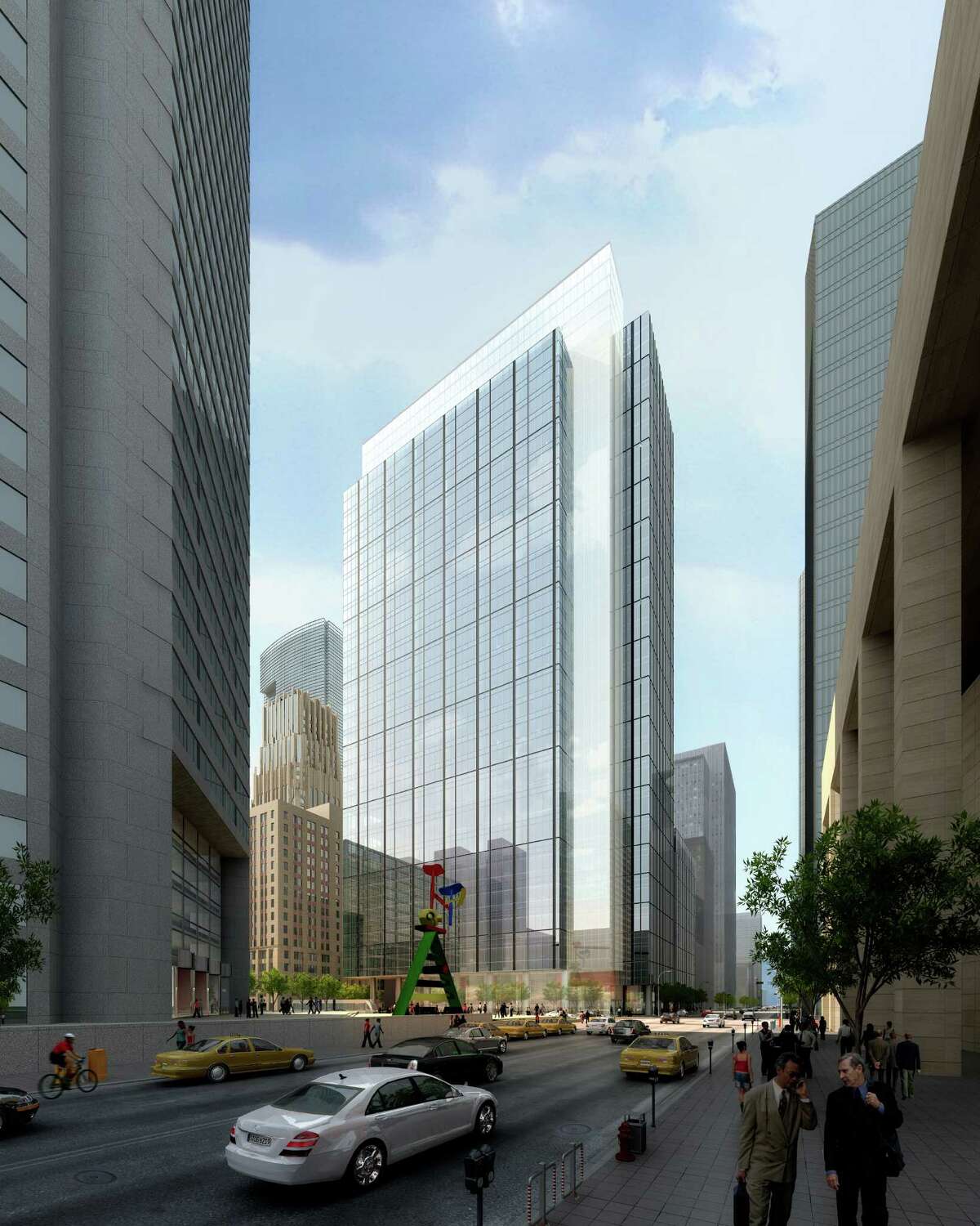 Rendering of Skanska USA Commercial Development plans to replace the Houston Club building downtown into a 34-story office tower, tentatively called Capitol Tower.