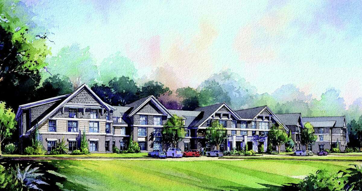 A sketch of Jonathan Rose Companies' proposed senior-residential complex at the town-owned Baron's South property.