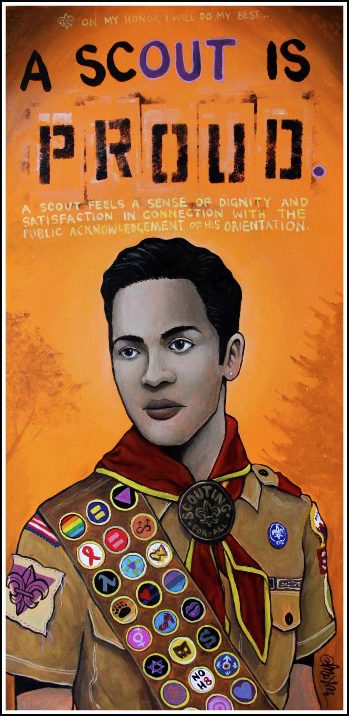 "A Scout is Proud," by Ricky Mestre, will be featured in the 2013 "SameSex" art show that opens Thursday, June 6, at City Lights Gallery in Bridgeport.