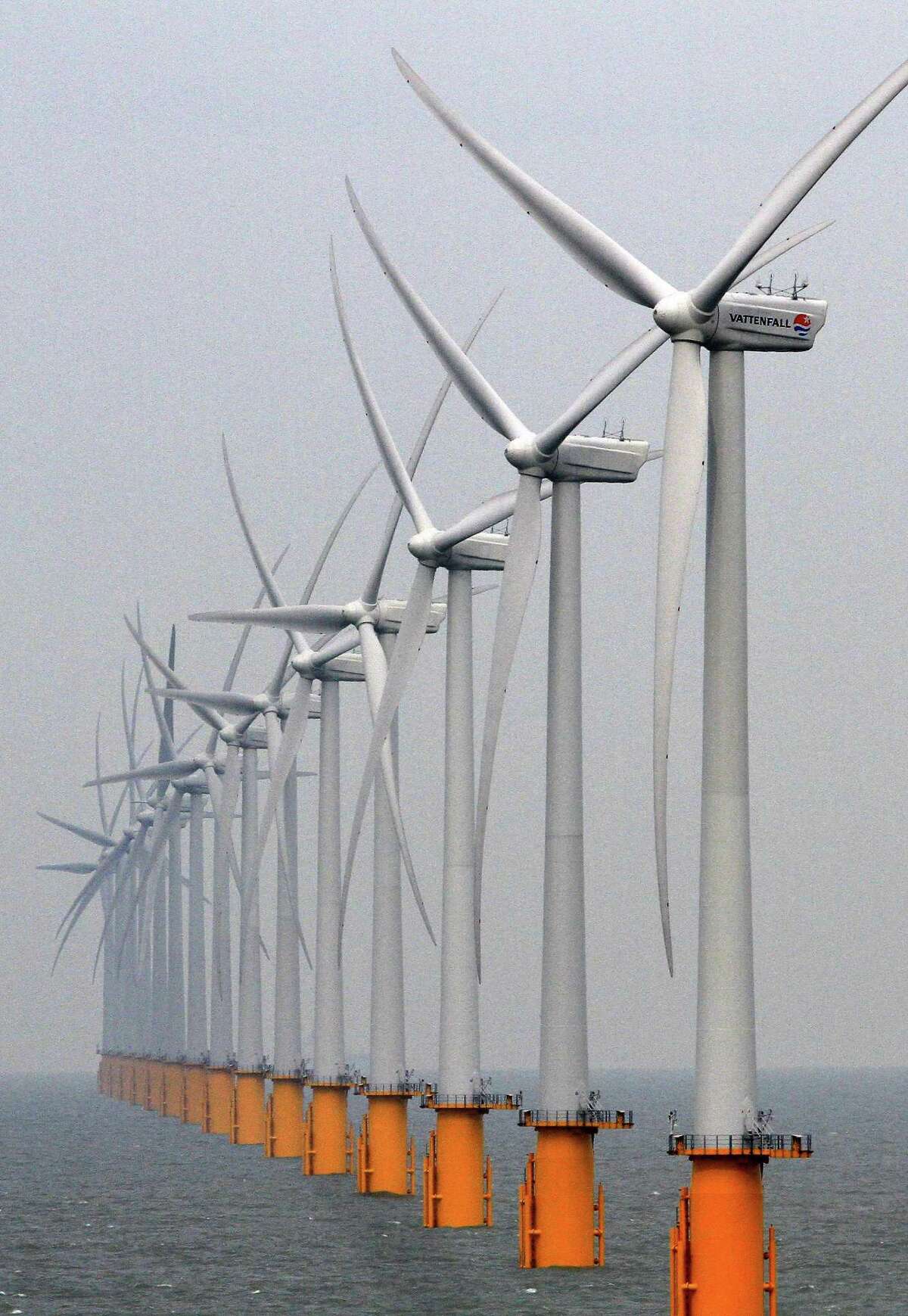 The U.S. eventually may have offshore wind farms such as this near Kent, England.