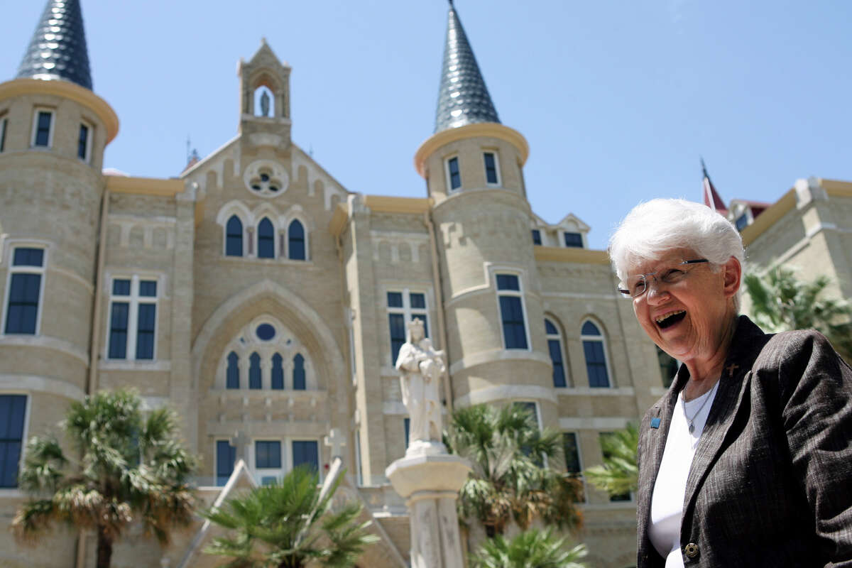Sister Jane Ann Slater, interim president of Our Lady of the Lake University, stands by the main building recently. A reader comments on the controversial departure of her predecessor, Tessa Martinez Pollack.