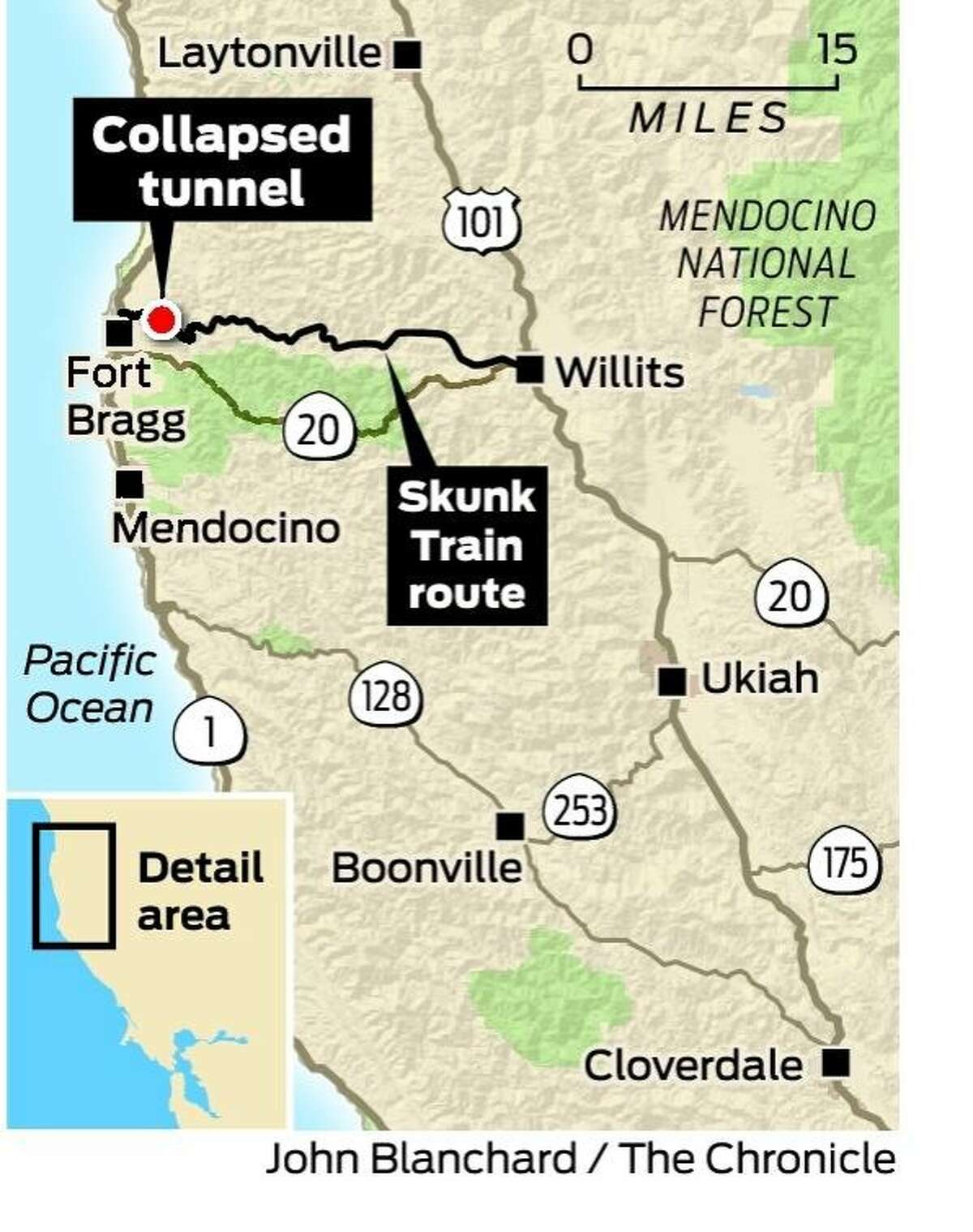 Skunk Train stranded by tunnel collapse