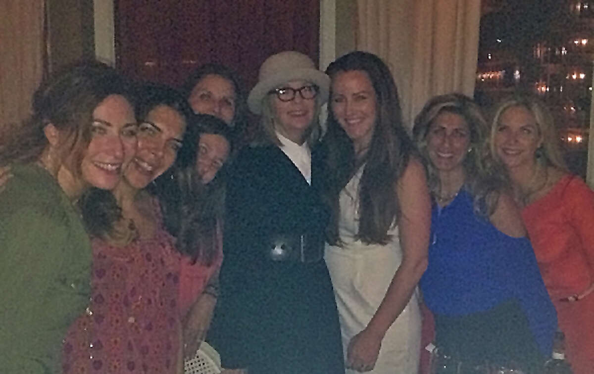 Actress Diane Keaton chumming up with local ladies celebrating Darien Resident Travis Azous's birthday at L'escale in Greenwich on Monday night, Jun3, 2013.