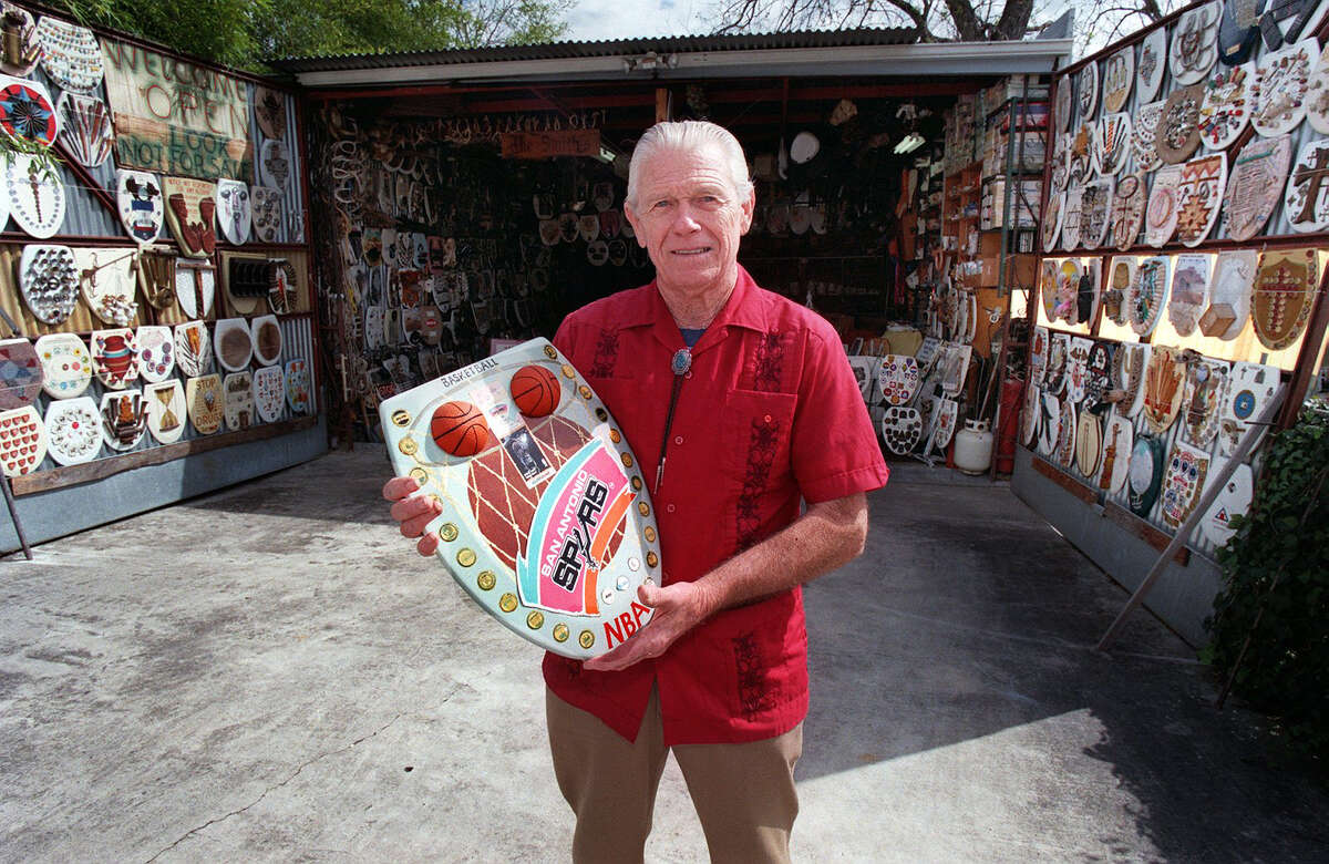 Barney Smith outside his museum of toilet seats.