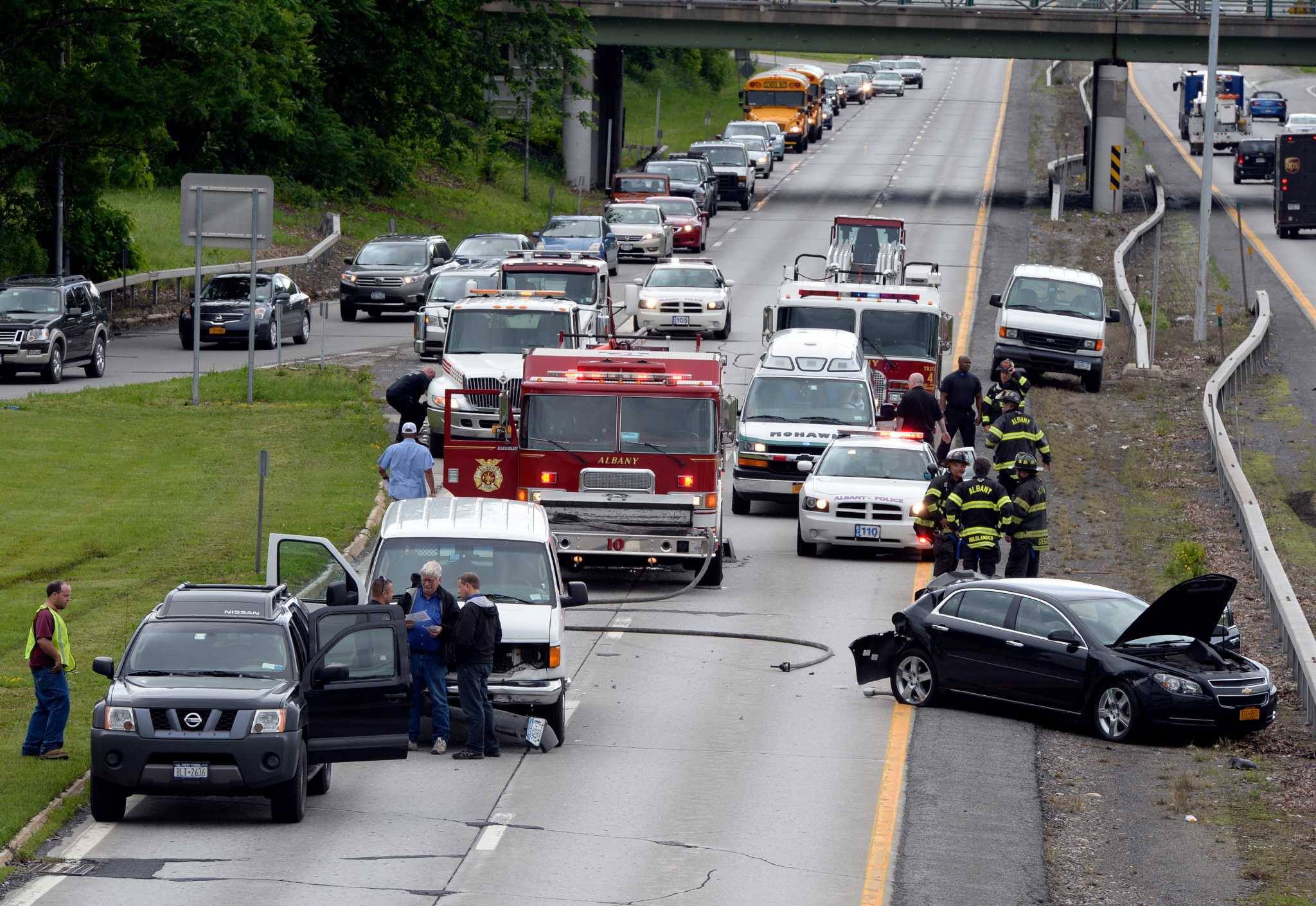 Crash slows traffic on Route 85