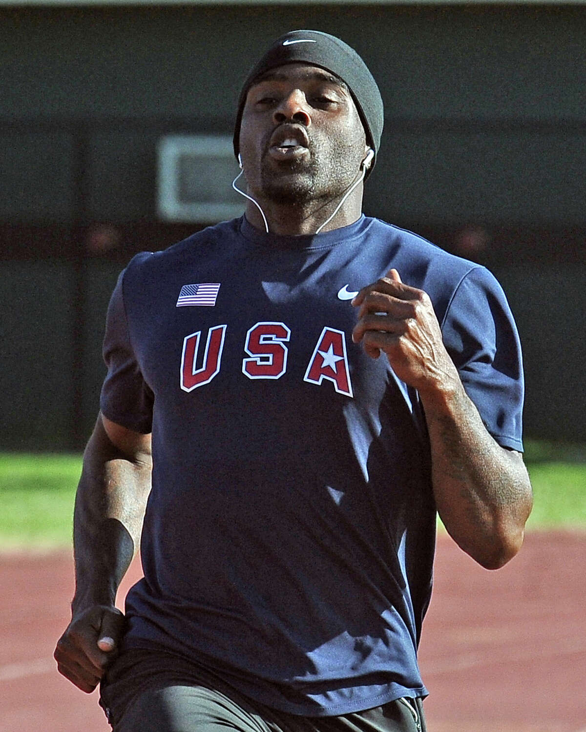 Professional track and field athlete, Ivory Williams, practices at the Lamar University Ty Terrell track on Wednesday, March 27, 2013. Williams will be compete in the Texas Relays on Saturday in Austin. Photo taken: Randy Edwards/The Enterprise