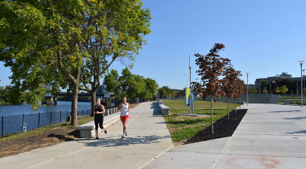 Troy's new waterfront park is a potential site for a playground, which parents in the emerging residential neighborhood say is desperately needed. (Photo by John Carl D'Annibale/Times Union)