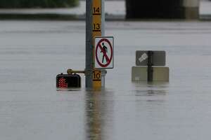 A flood gauge during San Antonio's recent flooding.
