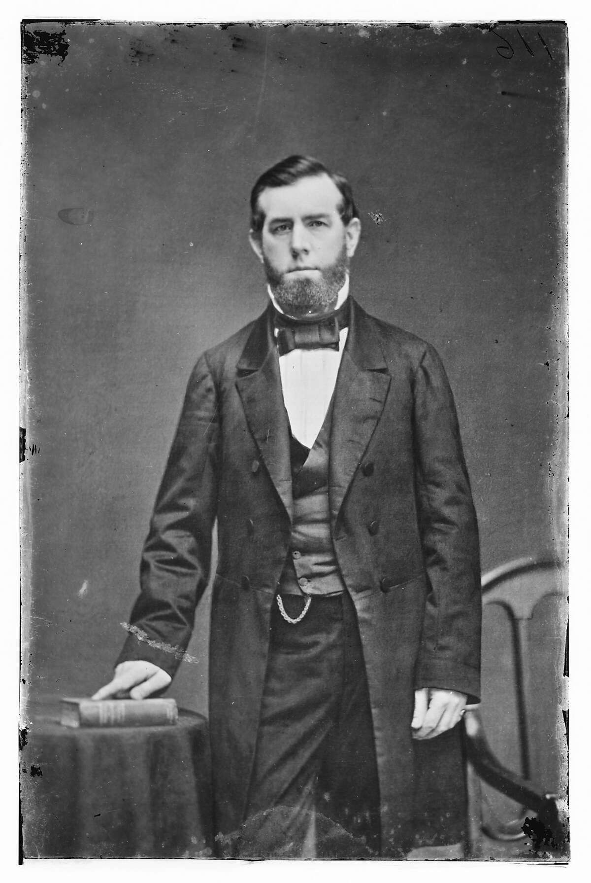 FILE - In this undated black-and-white handout file photo provided by the Library of Congress, Sen. David Broderick, D-Calif. is seen. Nearly two years before the first shots were fired in the Civil War, simmering hostilities over slavery erupted on a "field of honor" in California, where a pro-slavery judge mortally wounded an anti-slavery senator in a duel. (AP Photo/Library of Congress)