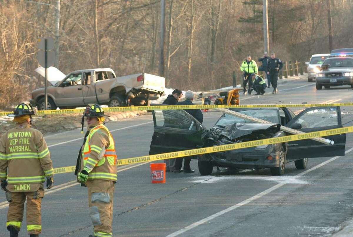 An accident on Hawleyville Rd, Newtown Thursday, Jan. 14, 2010.