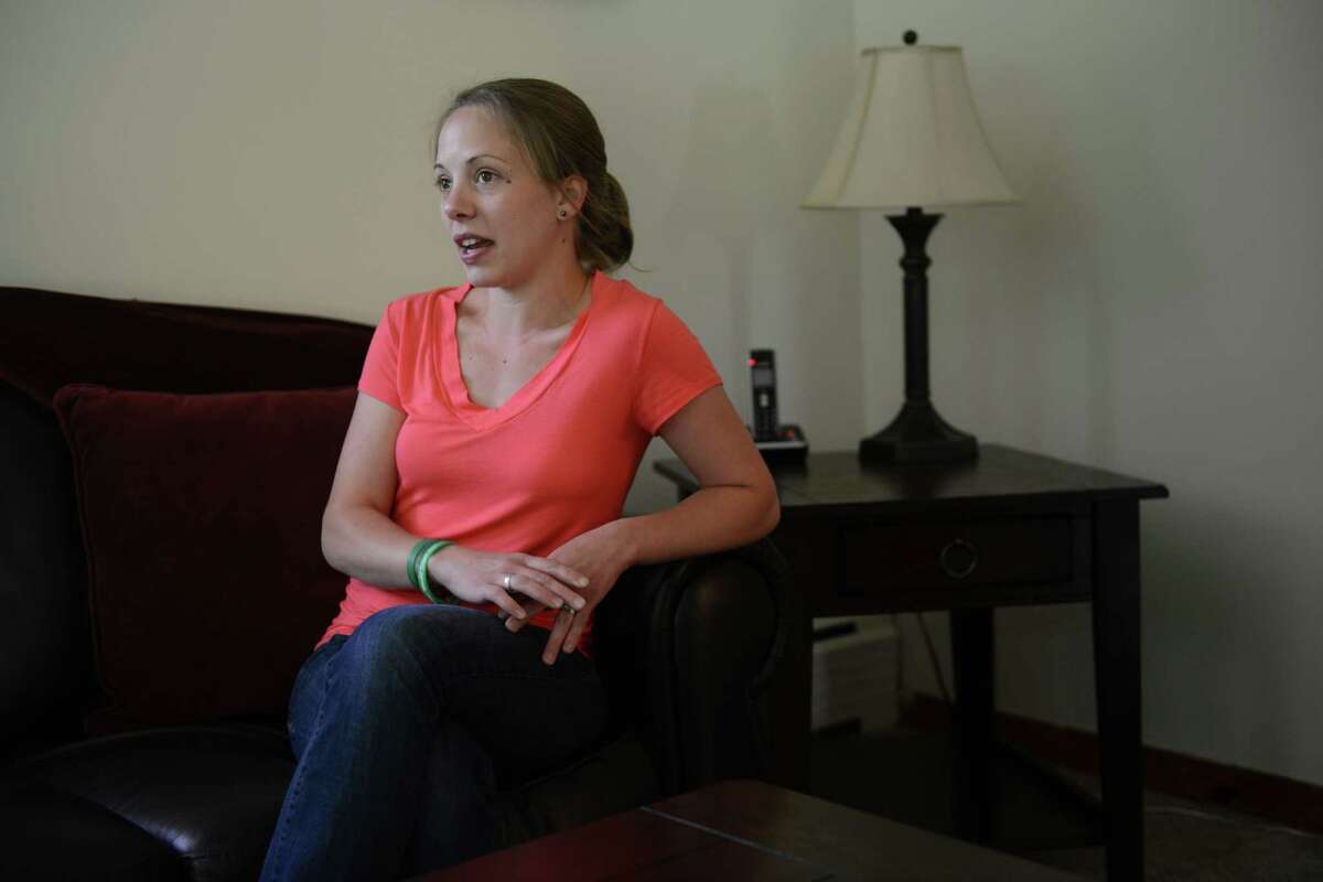 Cristina Hassinger, daughter of slain Sandy Hook Elementary School Principal Dawn Hochsprung, speaks during a News-Times interview in her Oakville, Conn. home on Friday, June 14, 2013. Hassinger was given a tour of Sandy Hook Elementary Friday, six months after the shooting that killed 26 students and educators.