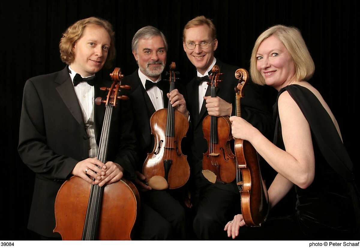 The American String Quartet: from l. cellist Wolfram Koessel, violist Daniel Avshalomov, violinists Peter Winograd and Laurie Carney, violin