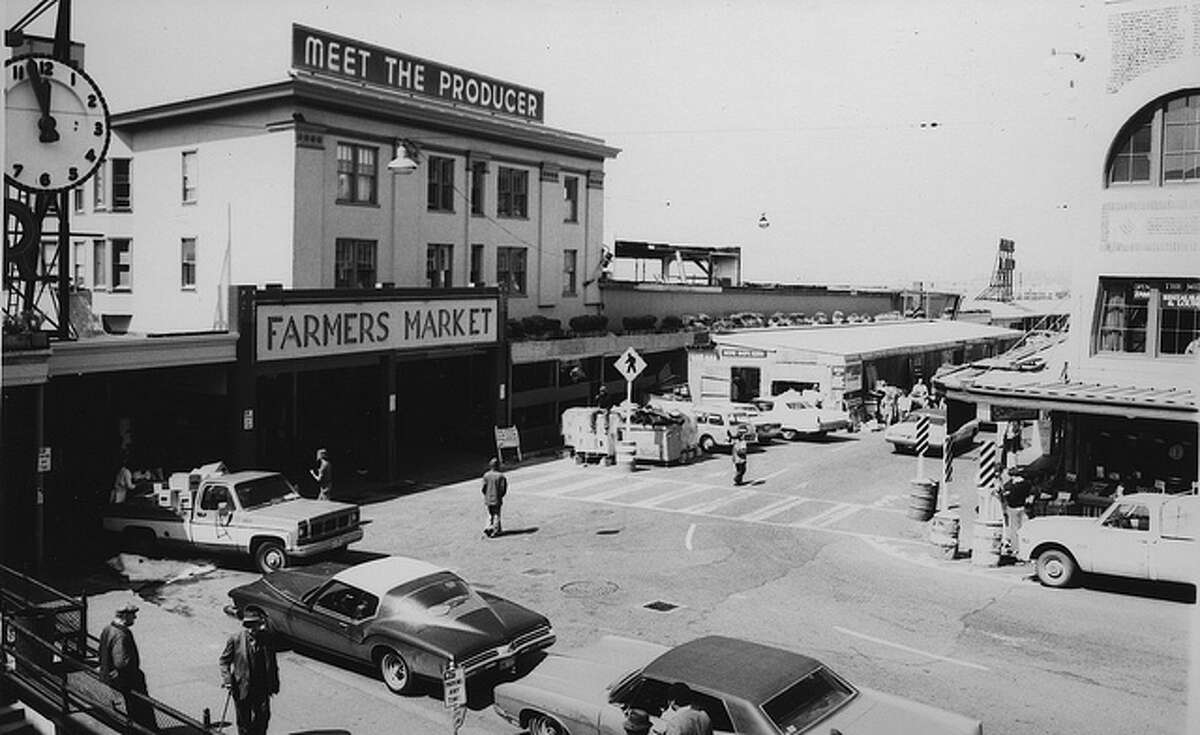 Entrance of Pike Place Market pictured in 1975.