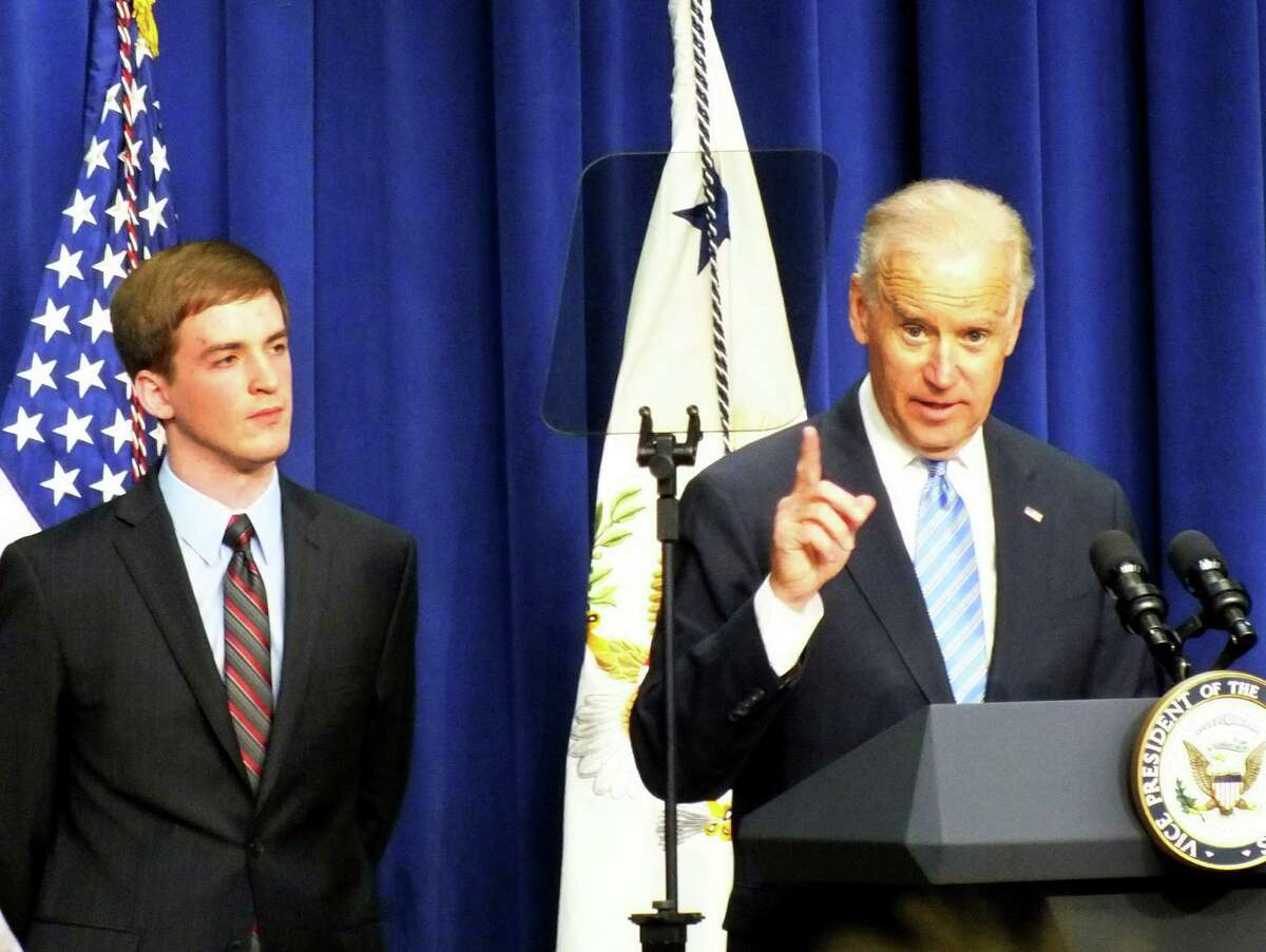 Vice President Joe Biden announces the three released guides on how schools and places of worship can prepare for emergencies such as the mass shootings at Sandy Hook. Biden was introduced by Steven Barton, 22, of Southbury, Conn., who was wounded in the July 20 mass shooting at a movie theater in Aurora, Colo., while on a cross-country bike ride with a buddy. Barton now works for Mayors Against Illegal Guns, the advocacy group formed in 2006 by New York City Mayor Michael Bloomberg and Boston Mayor Thomas Menino.