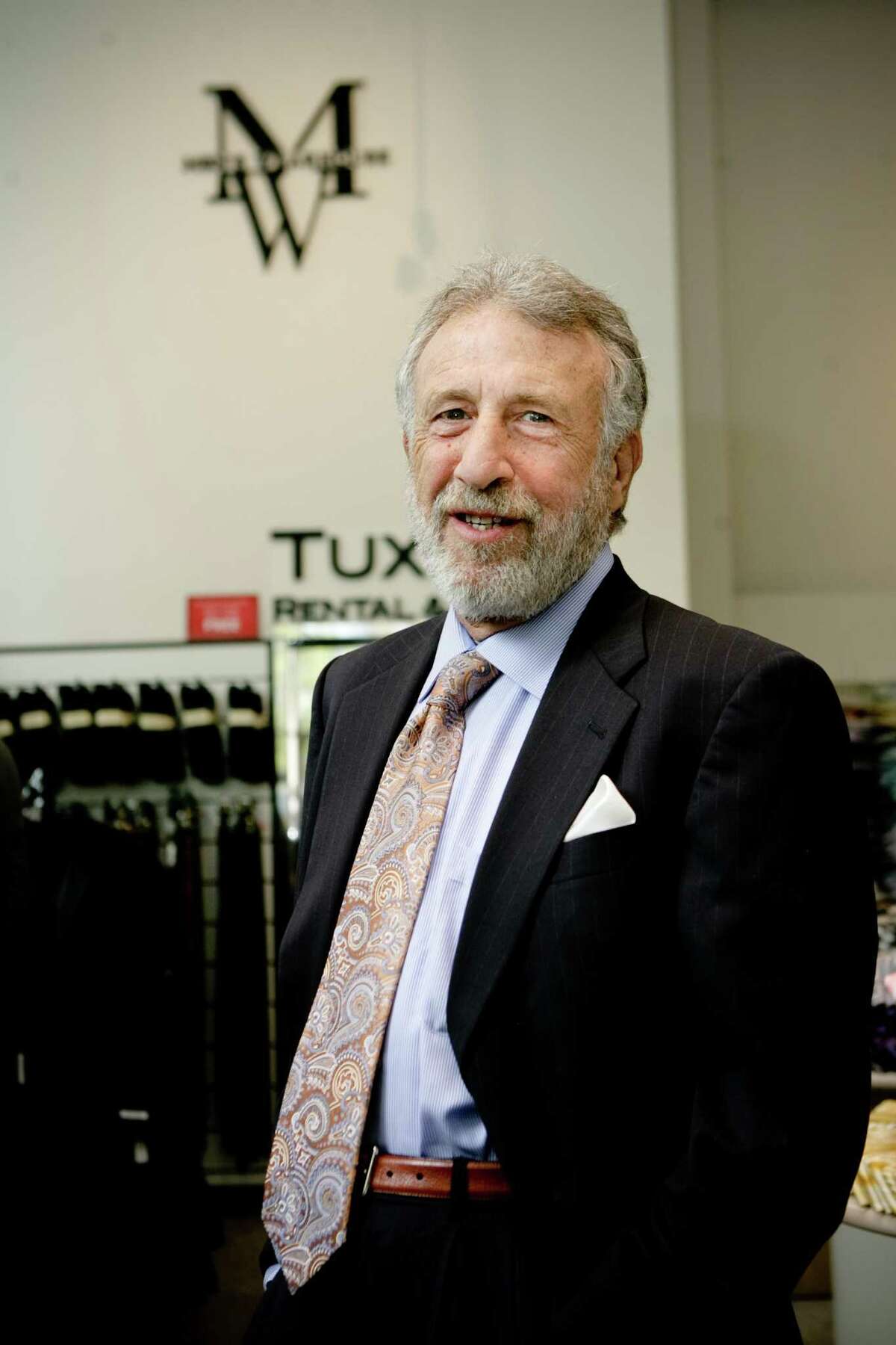 Portrait of Men's Wearhouse founder, chairman, spokeperson and former CEO George Zimmer at the San Francisco's downtown store on Market St. (Photo by Vasna Wilson/Freelance)