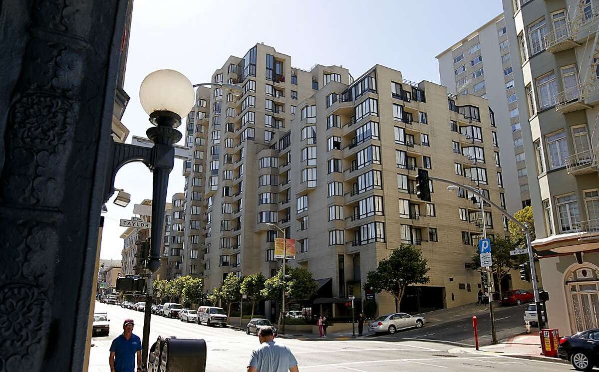 The sprawling La Galleria condominiums on the corner of Bush and Taylor streets in downtown San Francisco, Calif. on Thursday June 20, 2013. Once the site of an infamous raid at the gay nightclub Tay-Bush Inn. The raid was pivotal point in the history of gay San Francisco.