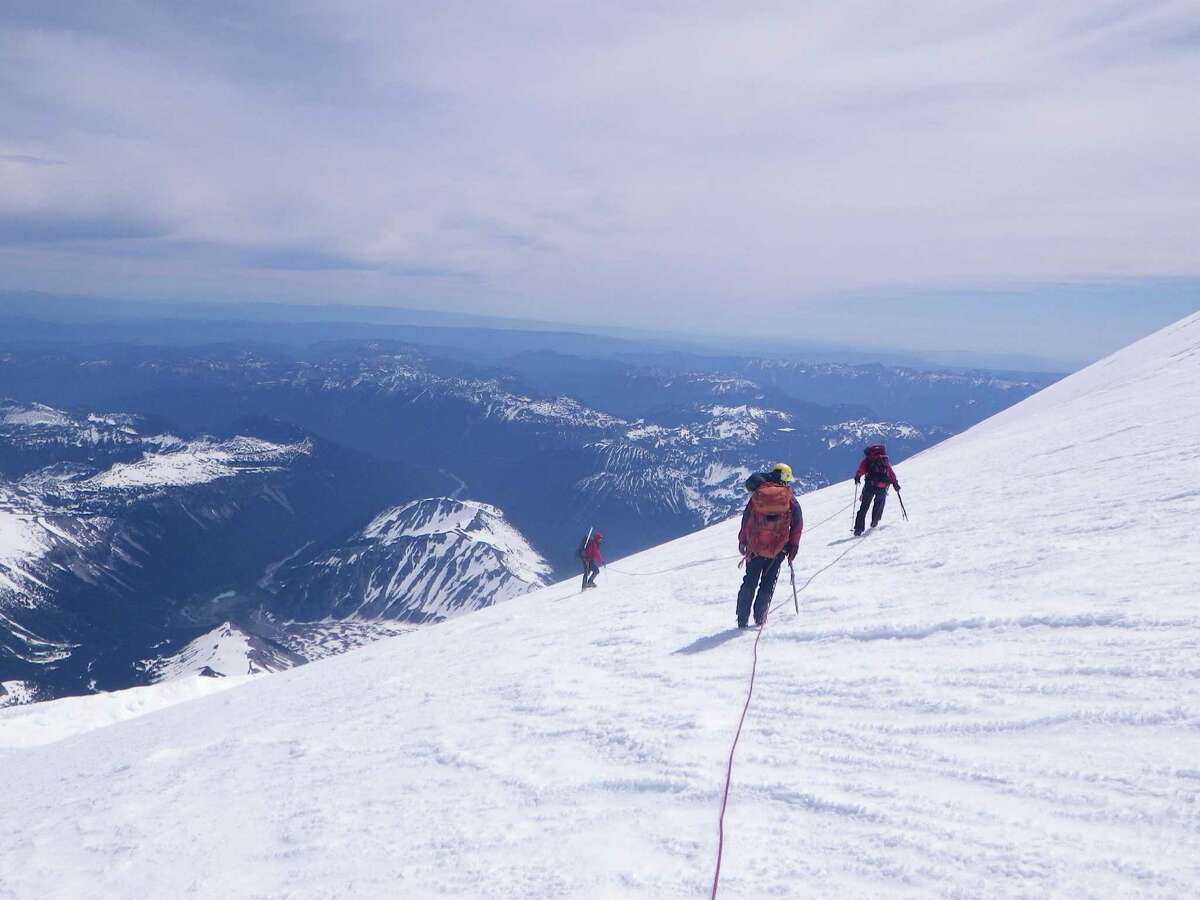 The Texans on the way down Mount Rainier, 30 minutes before their fall. (Photo by Stacy Wren) June 21, 2012