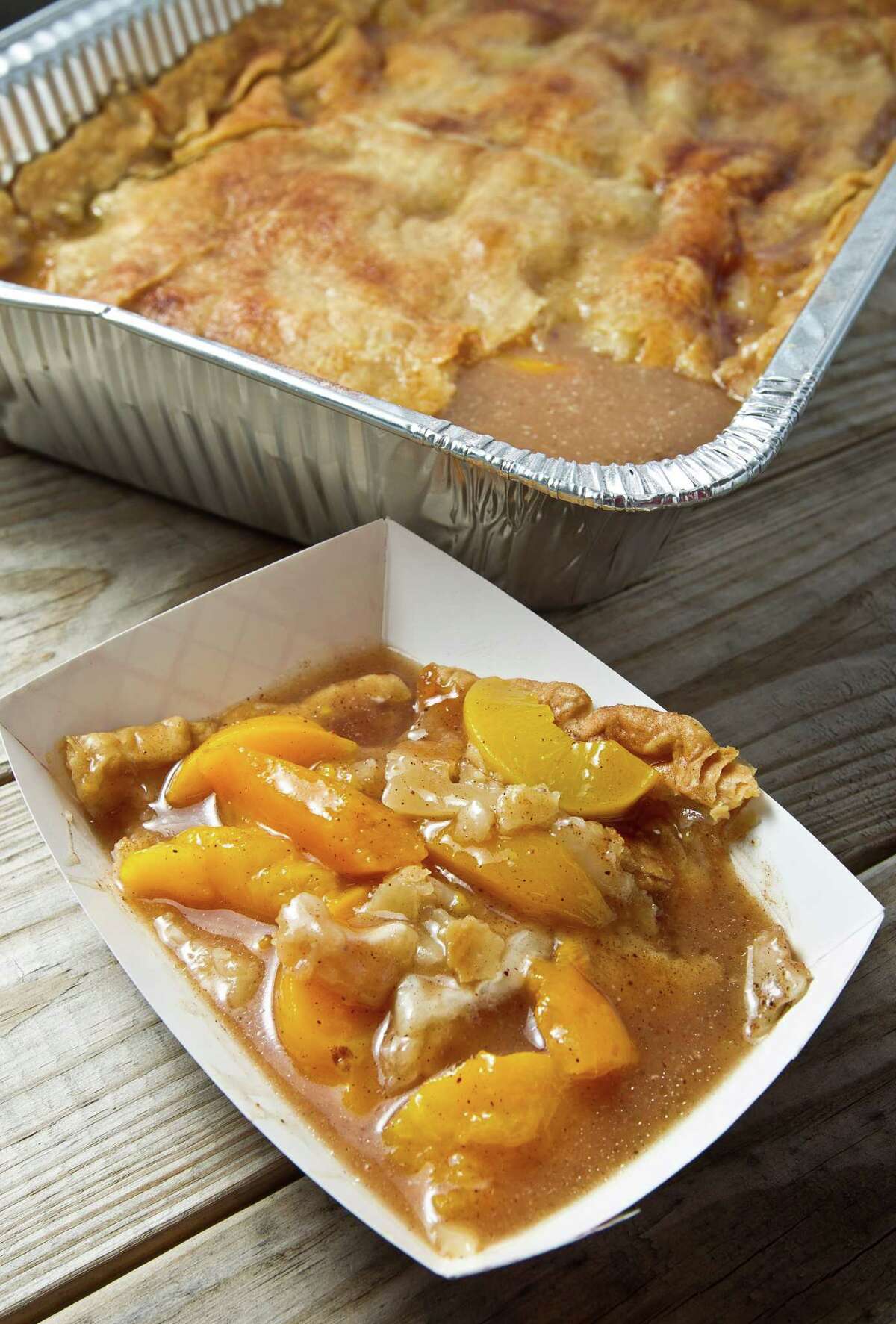 The peach cobbler is much like you would find at other barbecue eateries.