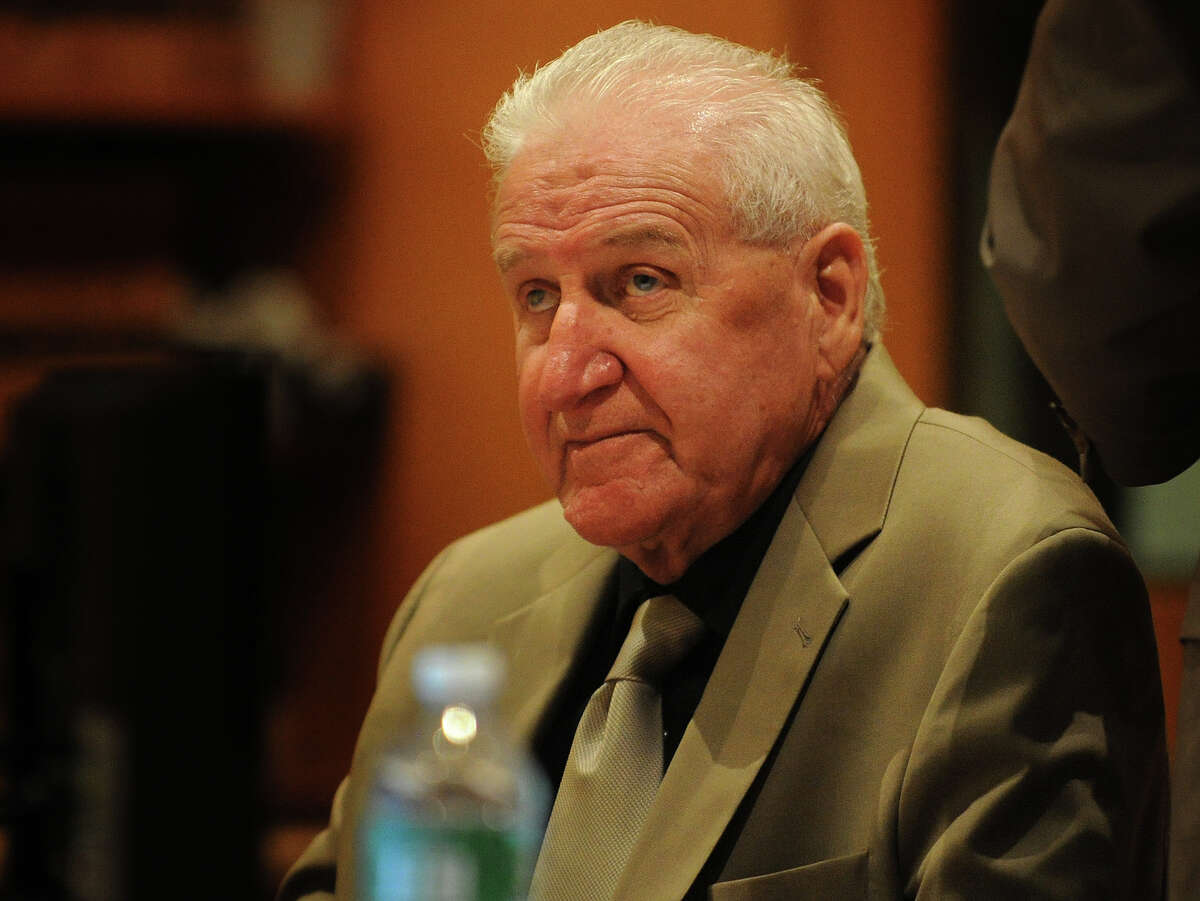 Dominic Badaracco, 77, of Sherman, listens to testimony during his trial in Superior Court in Bridgeport, Conn. on Wednesday, June 26, 2013. Badaracco is accused of offering a $100,000 bribe to Judge Robert Brunetti in 2010, to influence a grand jury investigation into the disappearance and presumed murder of Badaracco's second wife, Mary, in 1984.