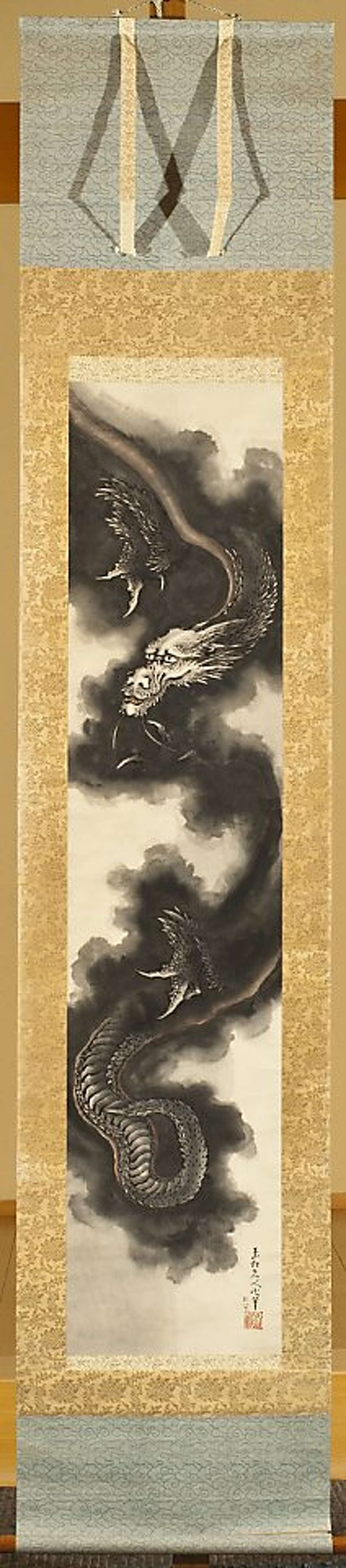 "Dragon" (1839) Hanging scroll, ink with gold on paper. by Katsushika Hokusai (1760 1849) Edo period (1615 1868) Tthe Larry Ellison Collection.