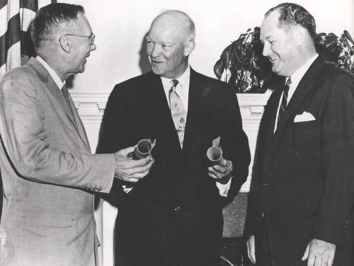 President Dwight Eisenhower (center) was one of few American presidents prepared for the role of commander in chief, overseeing the military and intelligence agencies according to Gary Hart, retired Colorado senator.