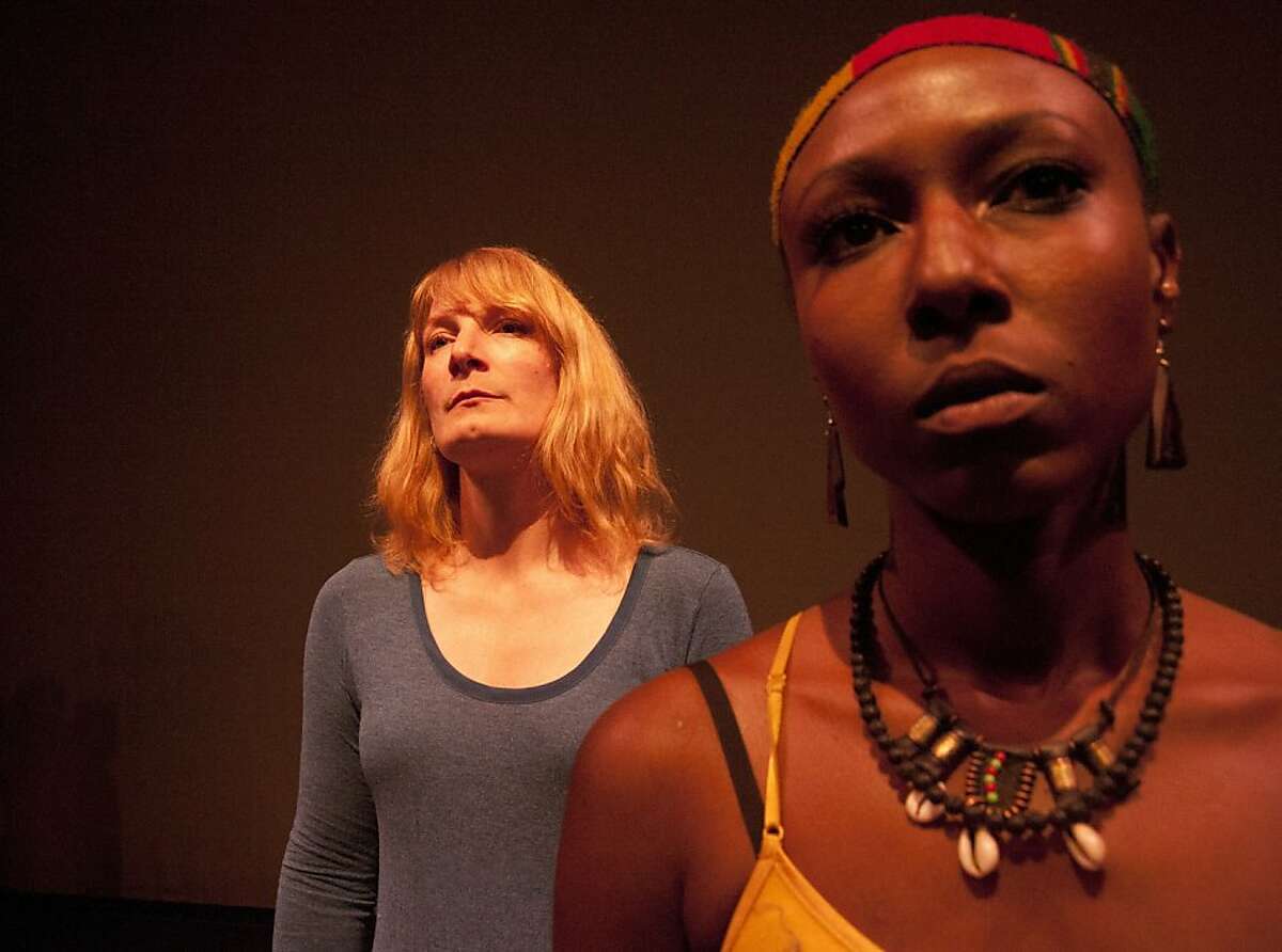Lisa Anne Porter, left, as Katherine and Britney Frazier as Rehema in "In a Daughter's Eyes" at Brava Theater
