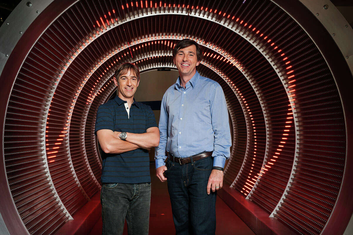 This undated photo provided by GlobeNewswire shows Zynga's new CEO Don Mattrick, right, with Zynga's founding CEO Mark Pincus. Zynga's CEO, Mark Pincus, is stepping down to be replaced by Don Mattrick, the head of Microsoft's Xbox business, Zynga announced Monday, July 1, 2013. (AP Photo/GlobeNewswire)